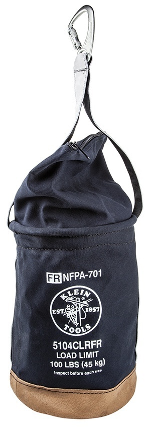 Klein Tools 100 lb Flame Resistant Leather Bottom Top Closing Canvas Bucket
