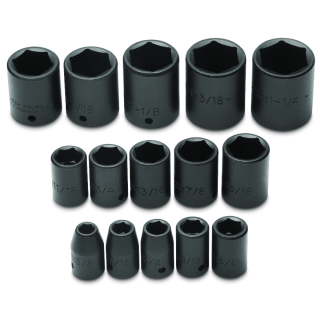 Proto 1/2 Inch 15 Piece 6 Point Impact Socket Set