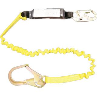 French Creek 1-3/16 Inch Elastic Tubular Webbing Single-Leg Six Foot Shock Pack Absorbing Lanyard with Snap Hooks and 2.5 Inch Rebar