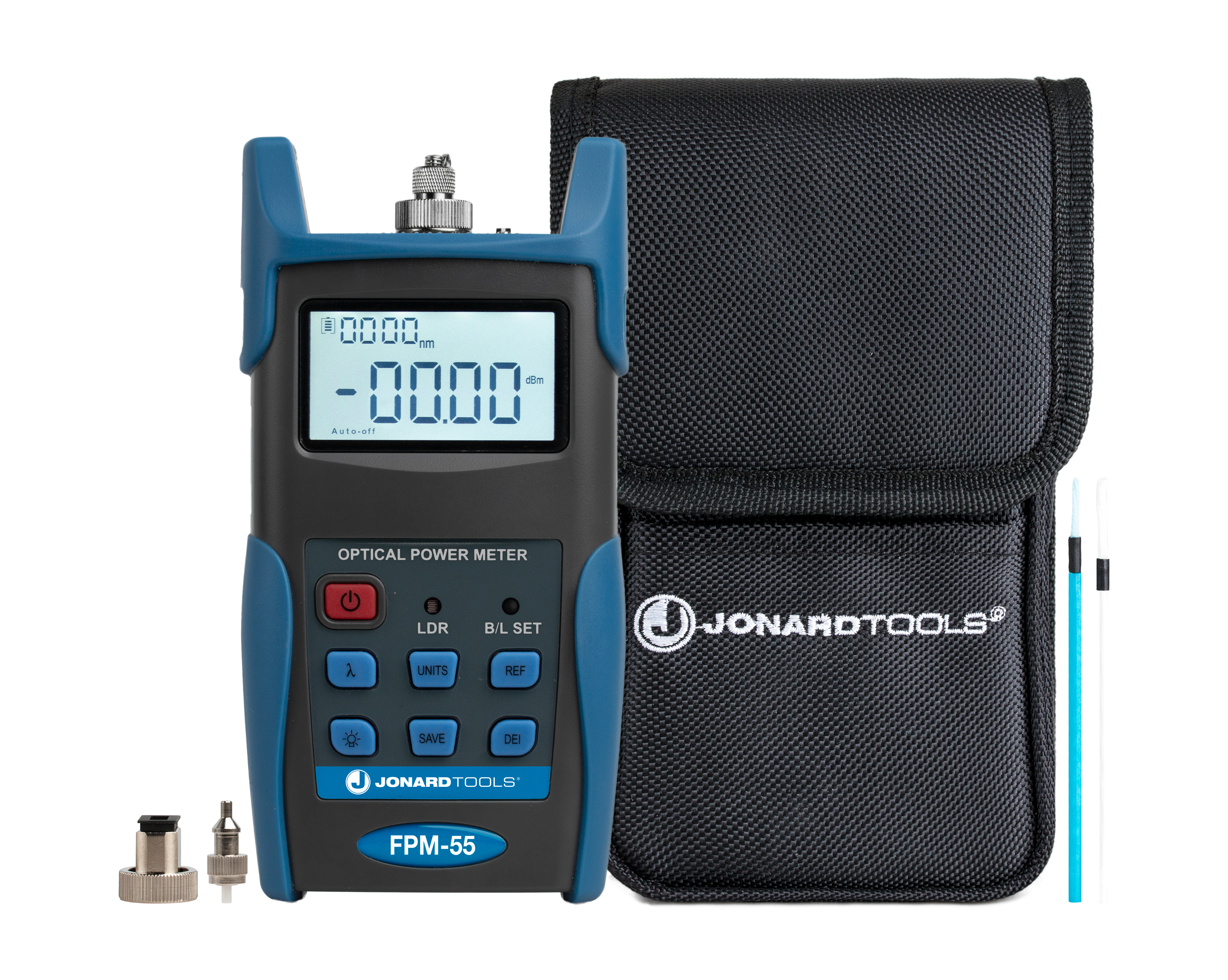 Jonard Fiber Optic Power Meter with Data Storage and FC/SC/LC Adapters from GME Supply