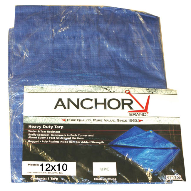 Anchor Brand 10 foot by 12 foot Polyethylene Blue Tarp  from GME Supply