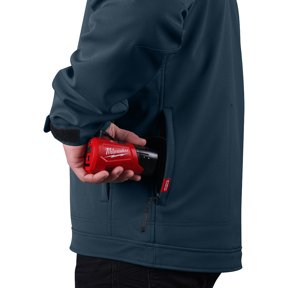 Milwaukee M12 Navy Blue Heated TOUGHSHELL Jacket Kit from GME Supply