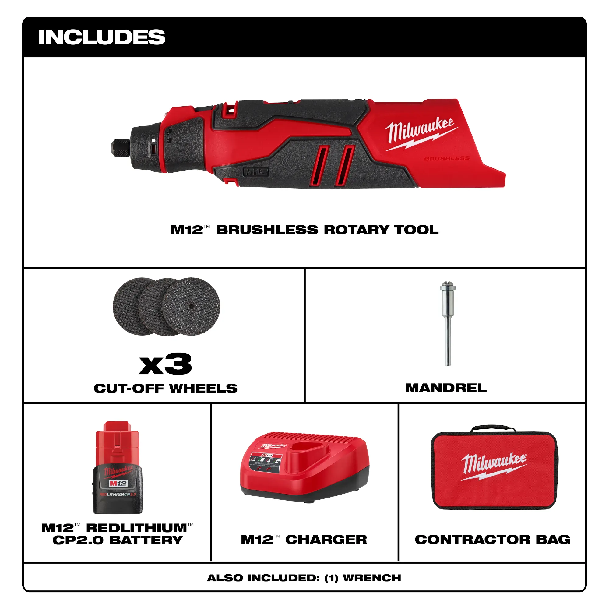 Milwaukee M12 Brushless Rotary Tool Kit from GME Supply