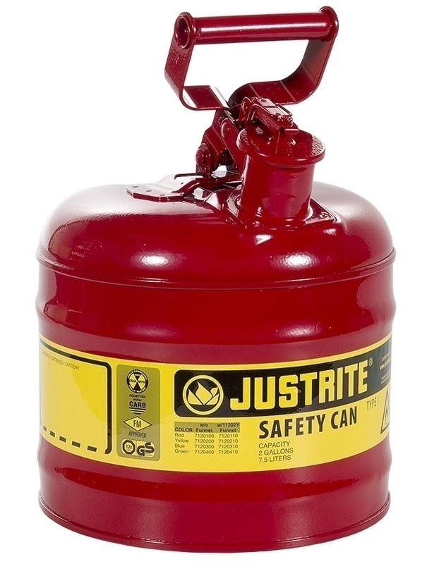 Justrite Type 1 Galvanized Steel Safety Can - 2 Gallon Red from GME Supply