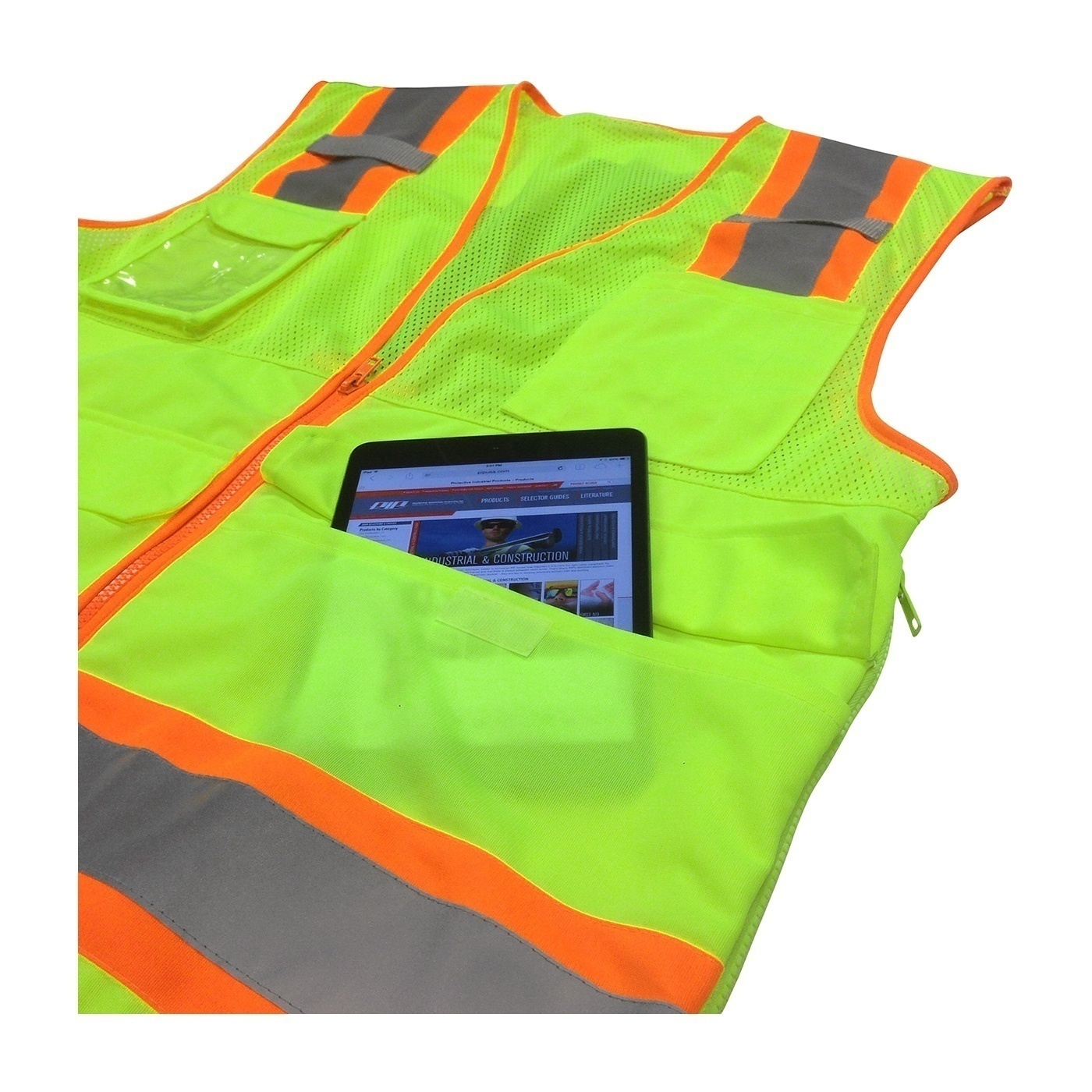 The PIP ANSI Class 2 Two Tone 10 Pocket Surveyors Vest from GME Supply