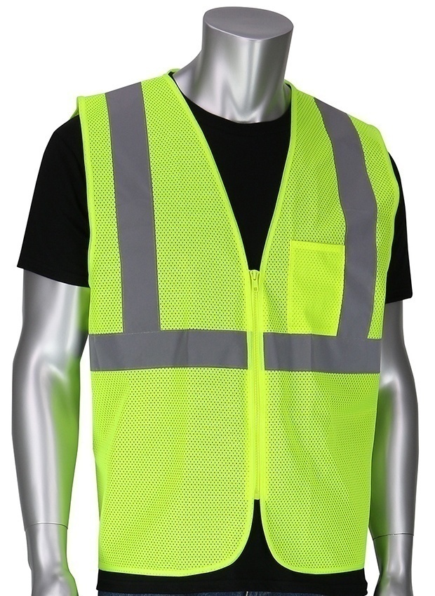 PIP ANSI Type R Class 2 Lime Dual Sized Zipper Mesh Vest from GME Supply