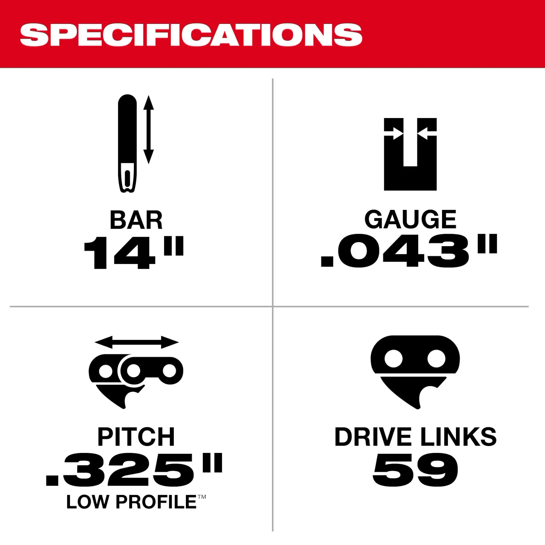 Milwaukee 14" Top Handle Chainsaw Chain from GME Supply