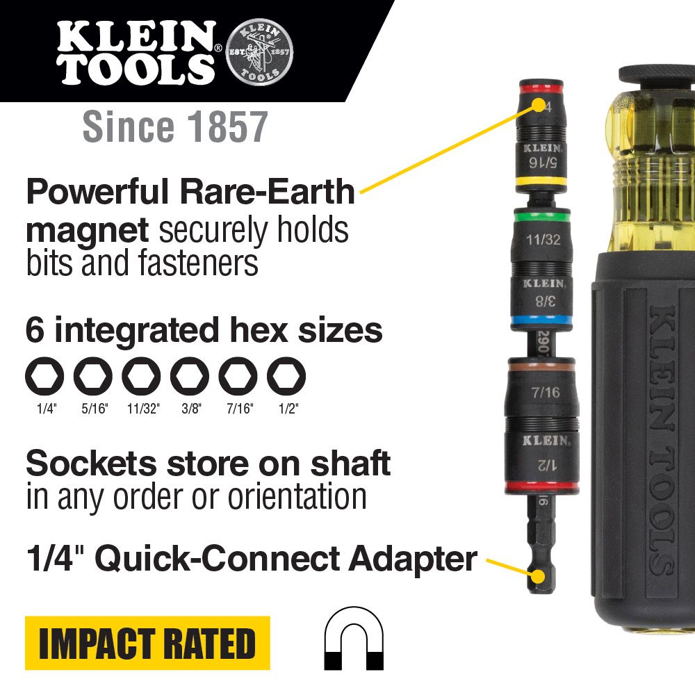 Klein Tools 32910 7-in-1 Impact Flip Socket with Handle from GME Supply