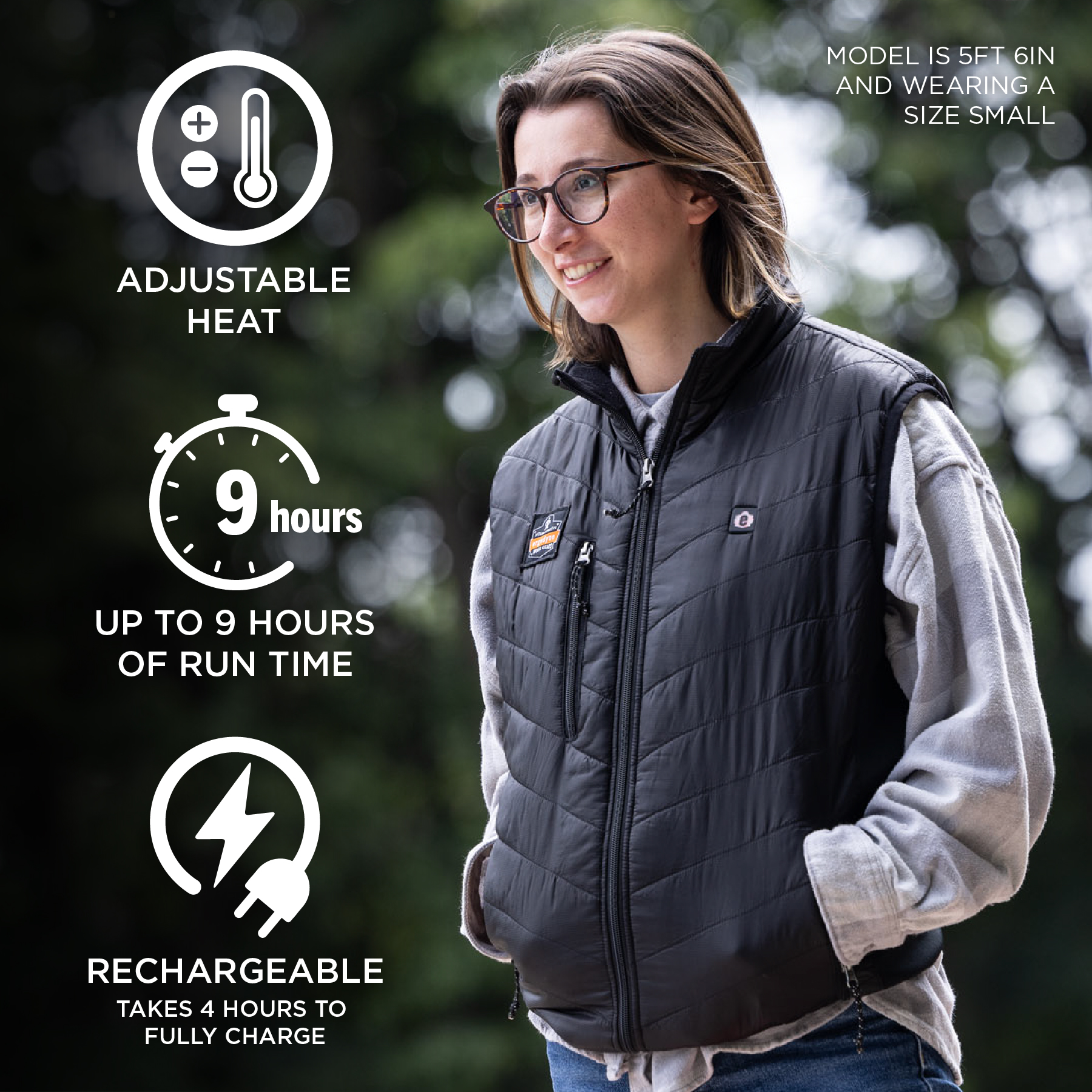 Ergodyne N-Ferno 6495 Rechargeable Heated Vest w/ Battery Power Bank - 7.2v/5000mAh from GME Supply