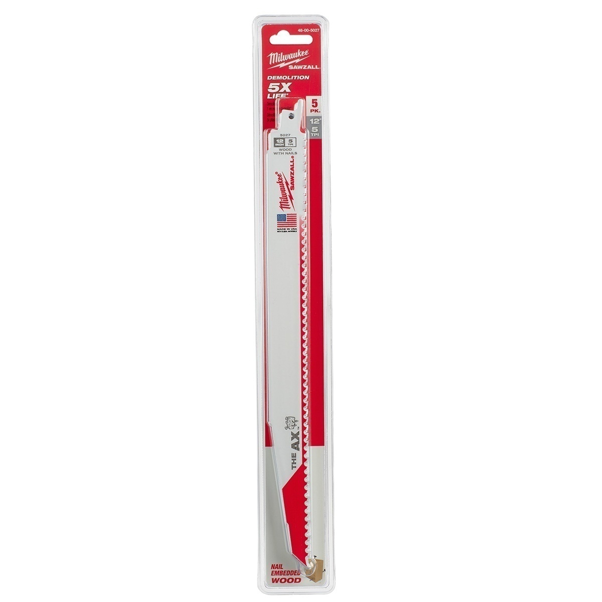 Milwaukee 5 TPI Wood with Nails AX SAWZALL Blade (5 Pack) from GME Supply