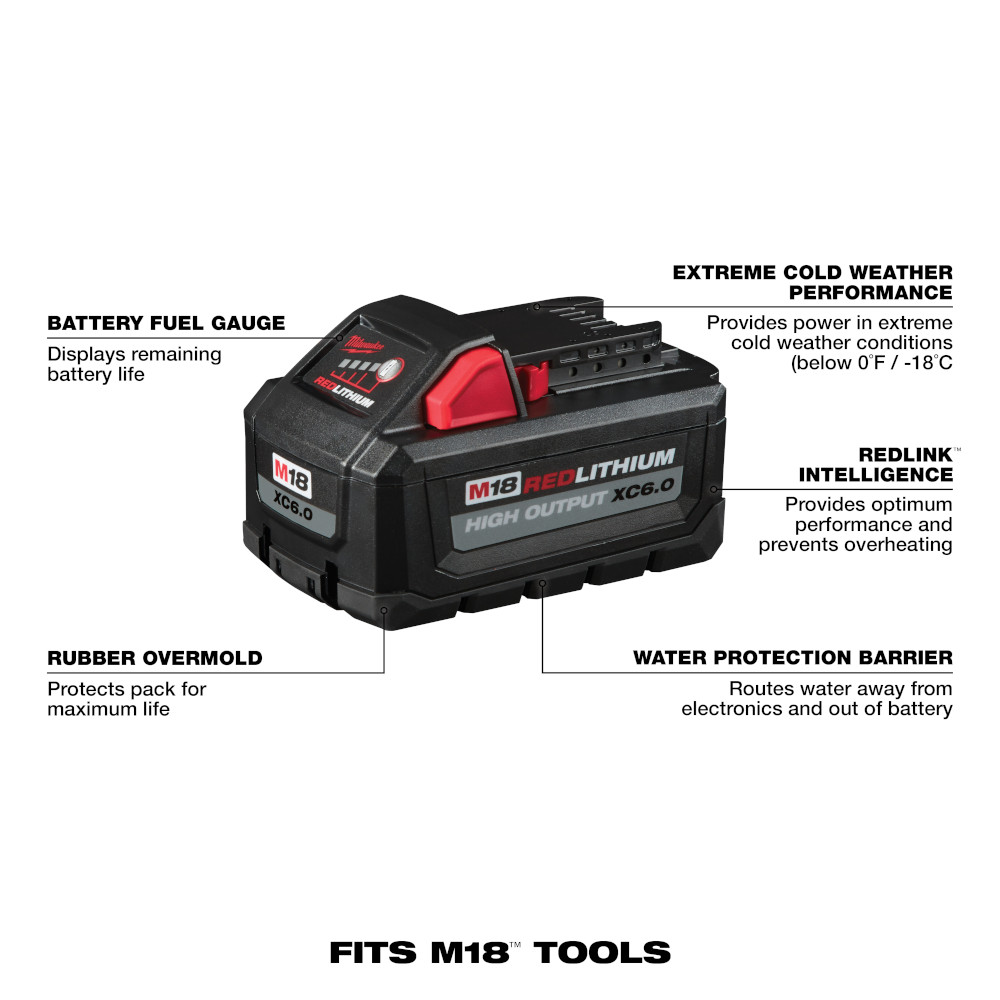 Milwaukee M18 REDLITHIUM HIGH OUTPUT XC6.0 Battery Pack from GME Supply