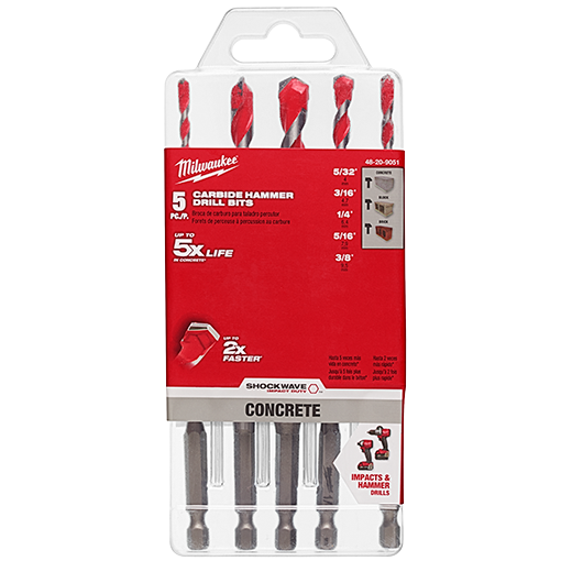 Milwaukee SHOCKWAVE Carbide Hammer Drill Bit 5 Piece Set from GME Supply