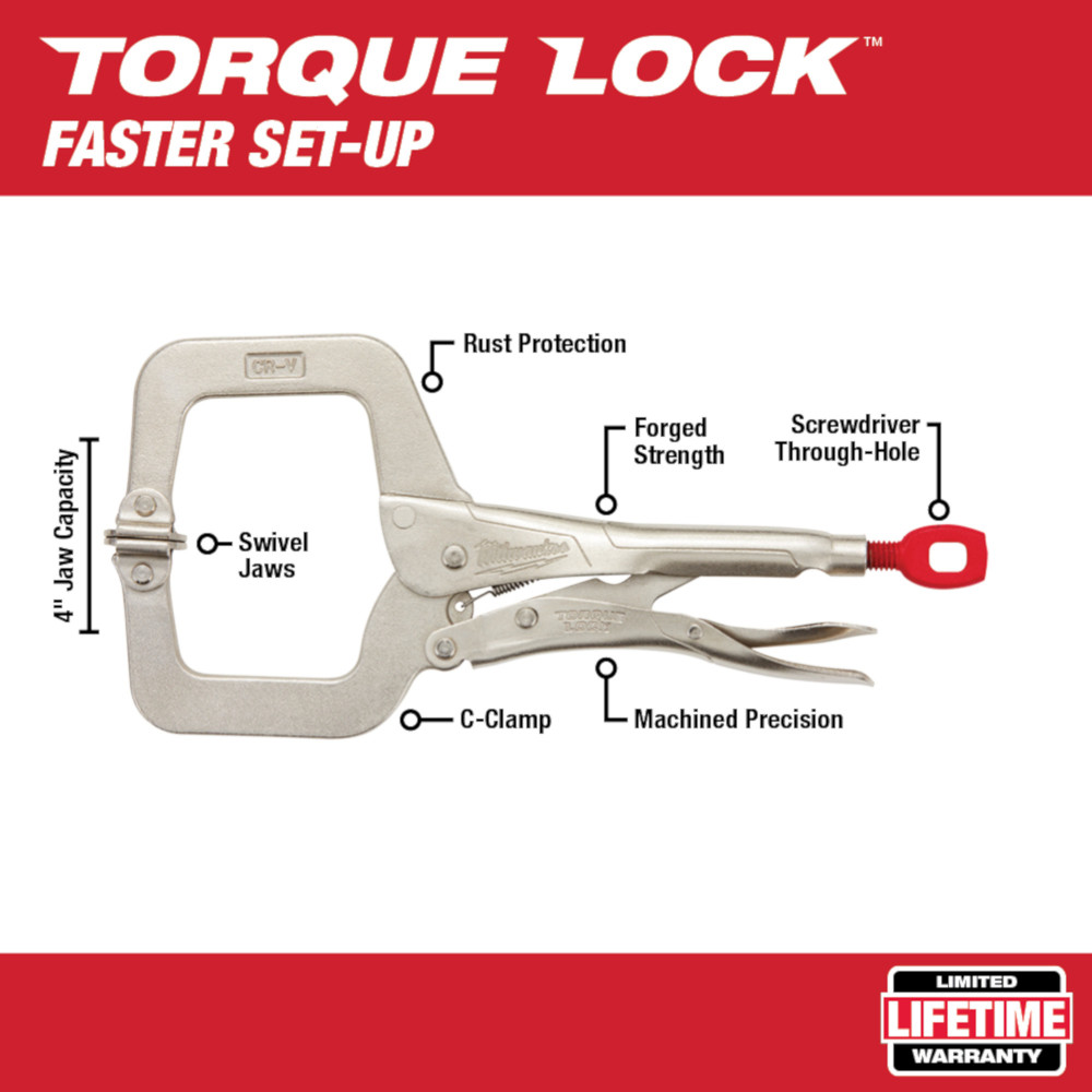 Milwaukee Torque Locking C-Clamp with Swivel Jaws from GME Supply