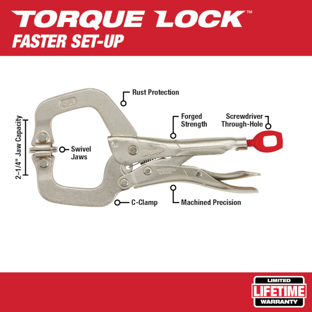 Milwaukee Torque Locking C-Clamp with Swivel Jaws from GME Supply