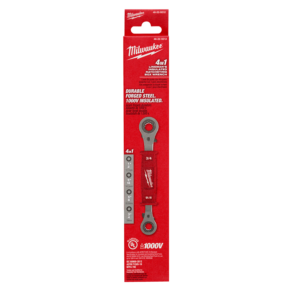 Milwaukee Lineman's 4-in-1 Insulated Ratcheting Box Wrench from GME Supply