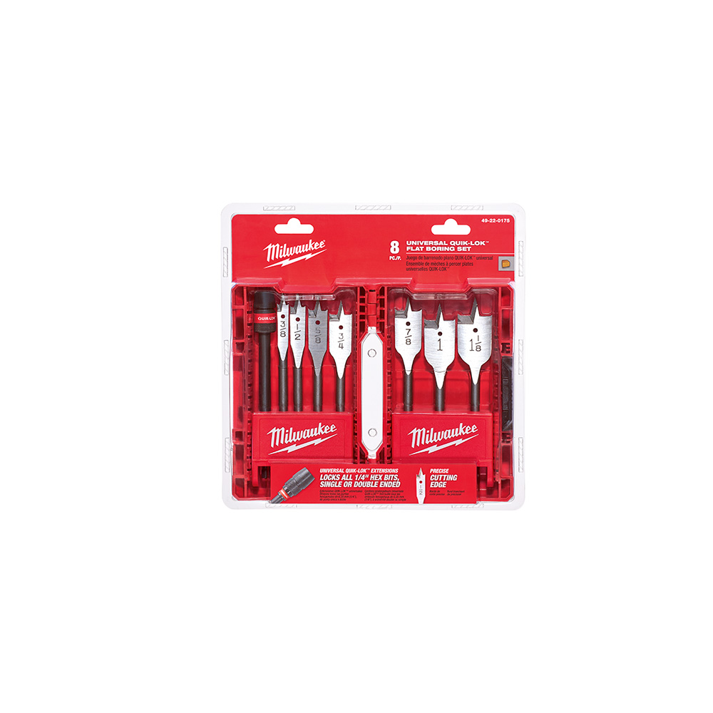 Milwaukee 6 Inch Flat Boring Bit 8 Piece Universal Set from GME Supply