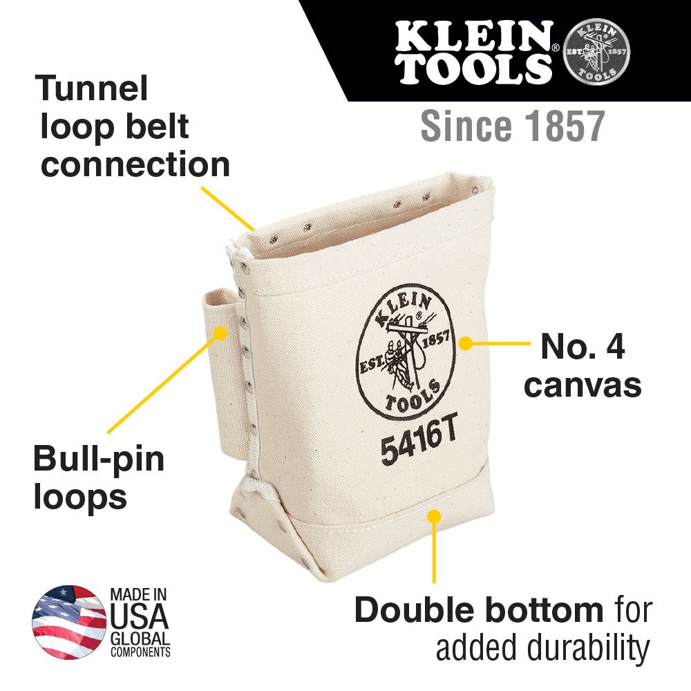 Klein Tools 5416T Canvas Tunnel Loop Bull-Pin & Bolt Bag from GME Supply