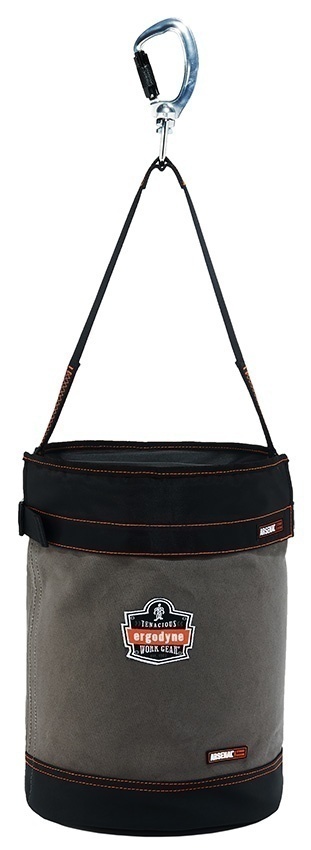 Ergodyne 5940 150 lb Arsenal Leather Bottom Canvas Bucket with Swiveling Carabiner from GME Supply