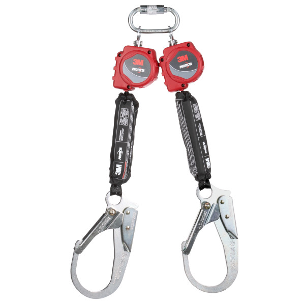 3M Protecta Twin-Leg Self-Retracting Lifeline with Carabiner 3100512, Web, Steel Rebar Hooks, 6ft from GME Supply