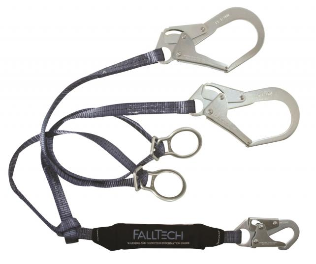 FallTech ViewPack Tie-Back Twin Leg Lanyard with Steel Rebar Hooks from GME Supply