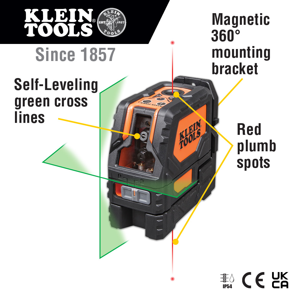 Klein Tools Self-Leveling Green Cross-Line Laser Level from GME Supply