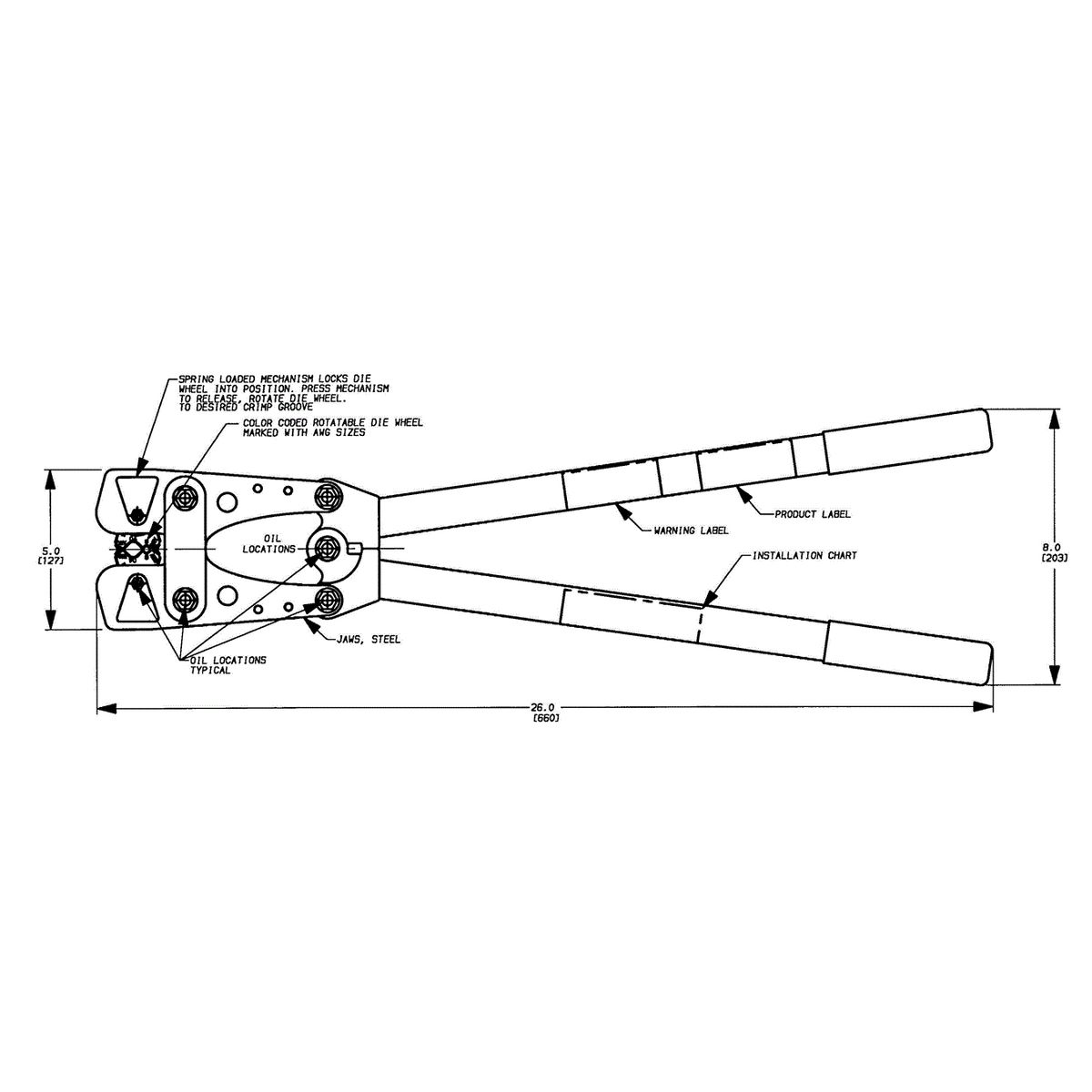 Burndy MRC840 Mechanical Rotating Crimper (#8 AWG - #4/0 AWG Copper) from GME Supply