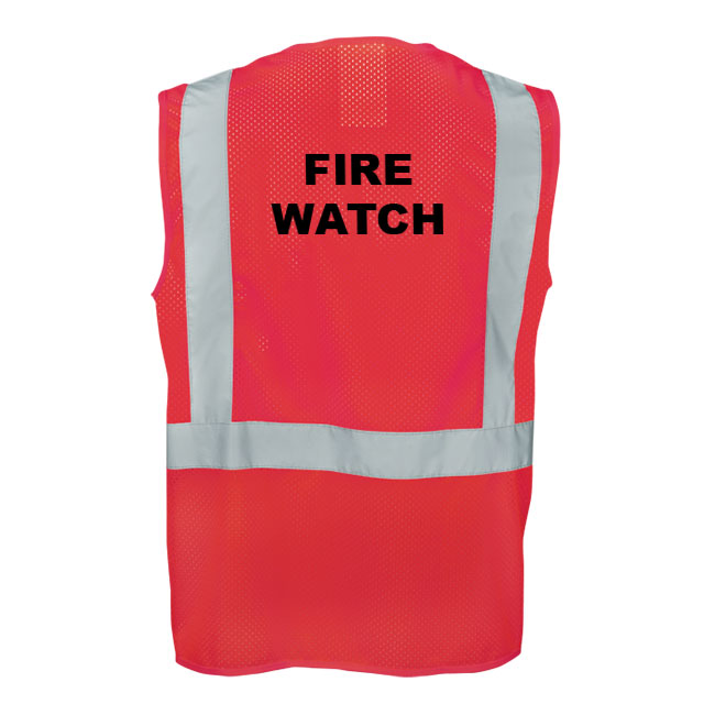 Ironwear 1284-RZ-RD Red Mesh Multi-Pocket Reflective Vest with "Fire Watch" Back from GME Supply