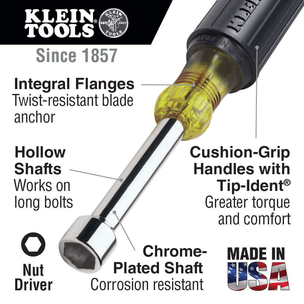 Klein Tools 631 7 Piece Nut-Driver Set with 3 Inch Shanks from GME Supply