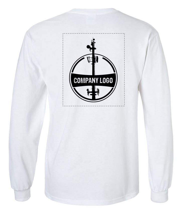 Custom Company Logo White Long Sleeve T-Shirt from GME Supply