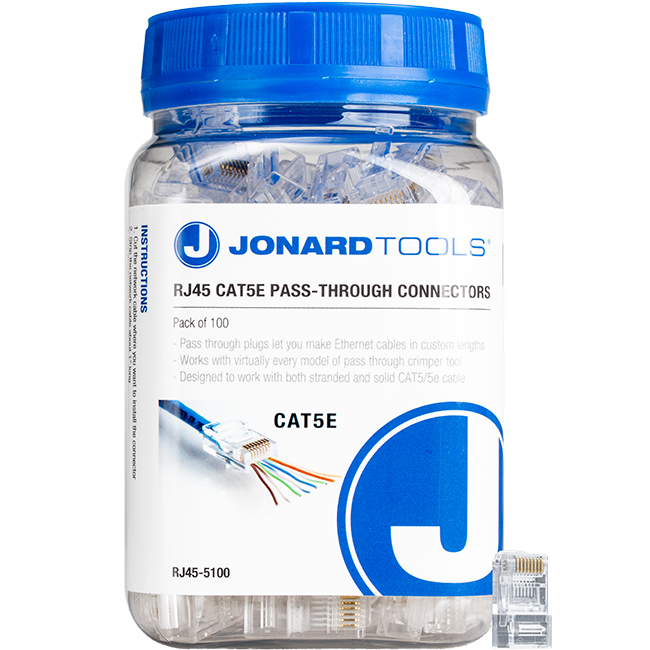 Jonard CAT5e RJ45 Pass-Through Connectors from GME Supply