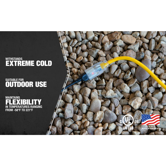 Southwire 14/3 Heavy-Duty 15-Amp Cold Weather 25 Foot Cold Weather Extension Cord from GME Supply