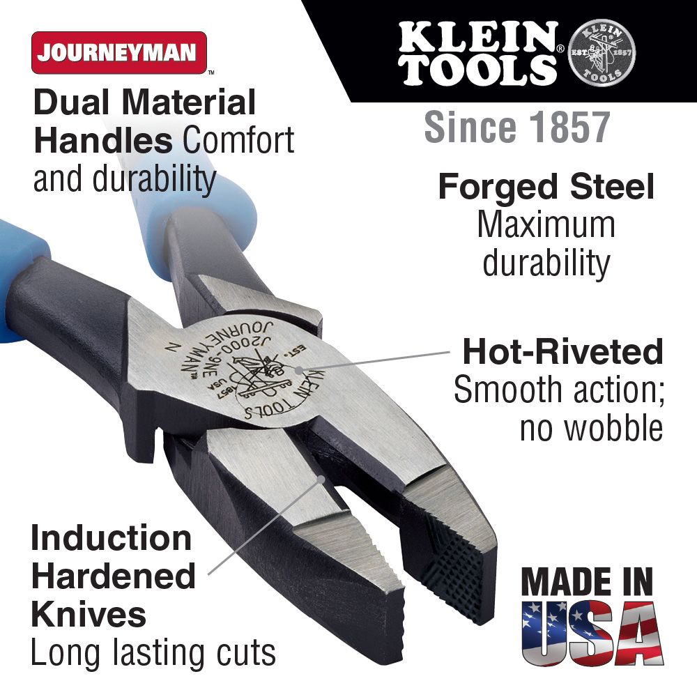 Klein Tools J2000-9NE Journeyman High-Leverage Side Cutting Pliers from GME Supply