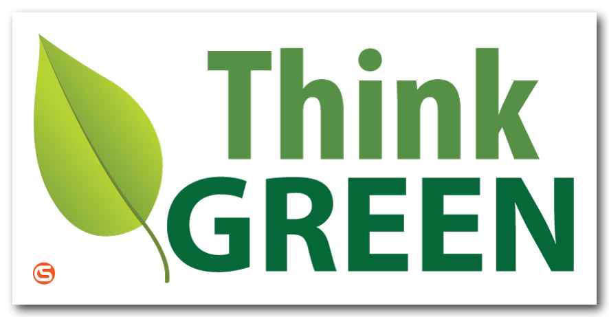 'Think Green' Motivational Workplace Banner - Leaf from GME Supply