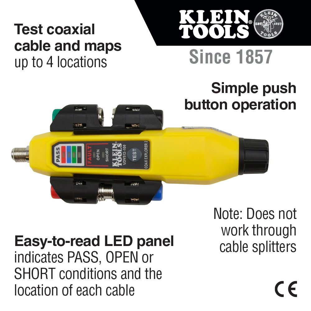 Klein Tools VDV512-101 Cable Tester Coax Explorer 2 Tester with Remote Kit from GME Supply