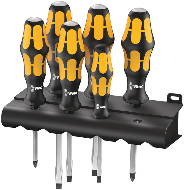 Wera Tools 932/6 Screwdriver Set Kraftform:Chiseldriver/Rack,6 Pieces from GME Supply