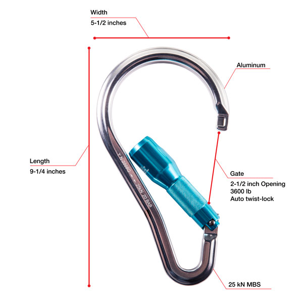 WestFall Pro 7460 9-1/4 X 5-1/2 Inch Aluminum Carabiner from GME Supply