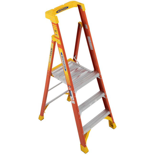 Werner 9 Foot Reach Fiberglass Podium Ladder Type IA from GME Supply