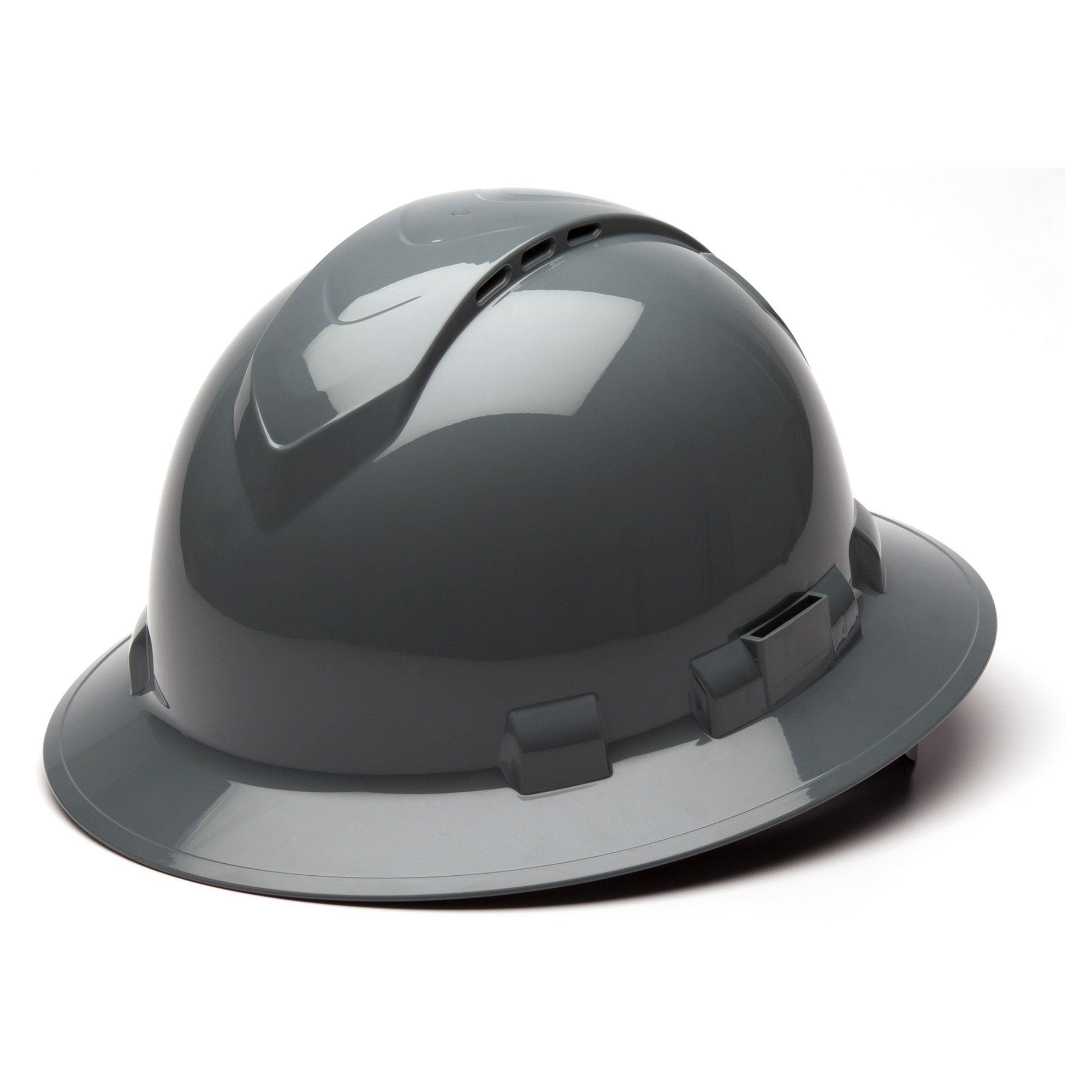 Pyramex Ridgeline Vented Full Brim Hard Hat with 4 Point Ratchet Suspension from GME Supply