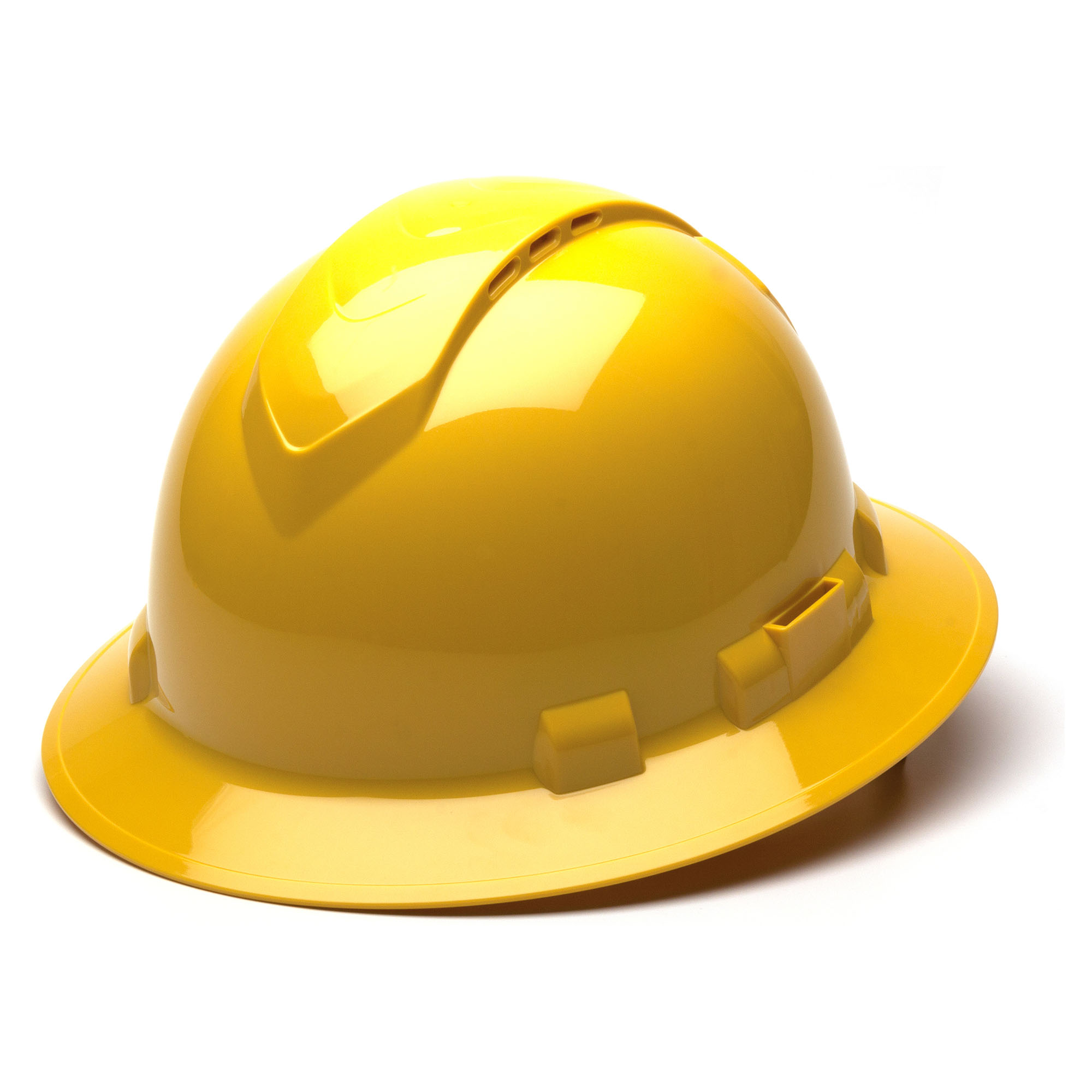 Pyramex Ridgeline Vented Full Brim Hard Hat with 4 Point Ratchet Suspension from GME Supply